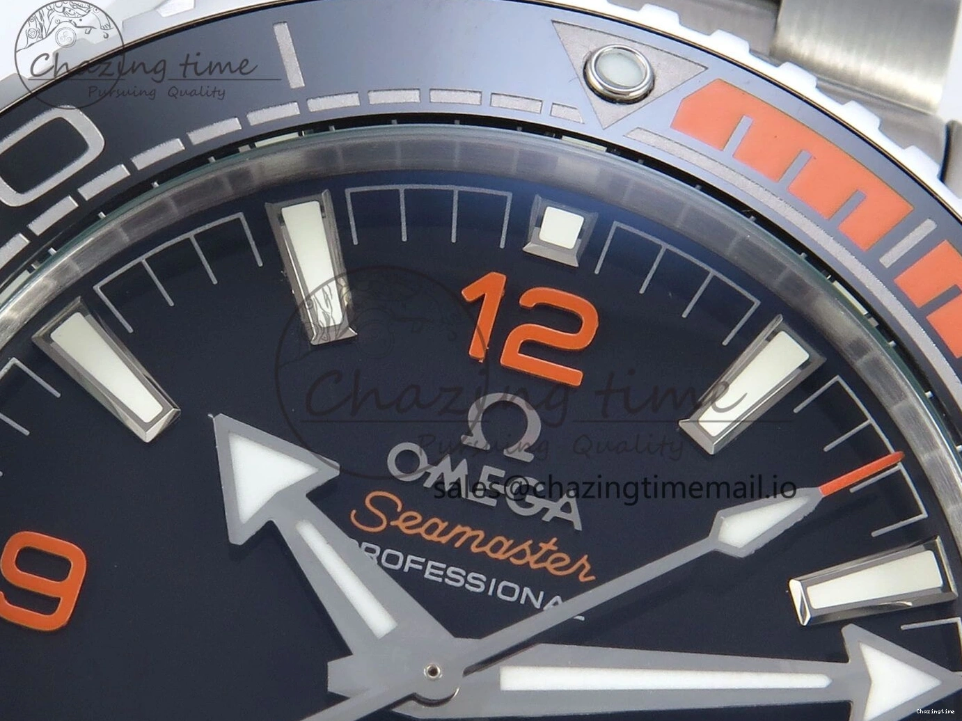 0223 WrinkleFree Seamaster Planet Ocean 600M 43.5mm SS SCF 1:1 Best Edition Black Orange Bezel Black Dial on SS Bracelet A8900 Super Clone 7682